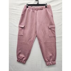 Express Womens Cargo Jogger Pants Pink Viscose Blend Casual Size XL
